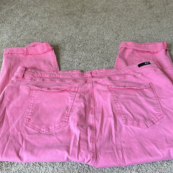 Kut From The Kloth Pink Catherine Crop Straight Leg Denim Size 28W - Picture 7 of 8